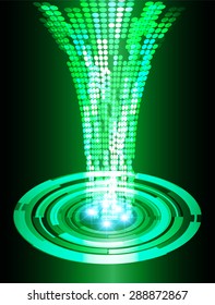 Dark green abstract light lamps vector background. Light Abstract Technology background for computer graphic website internet. circuit. star. Spark. pixel. infographics.