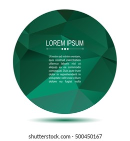 Dark green abstract polygonal frame isolated on white. Trendy design element. Monochrome background.