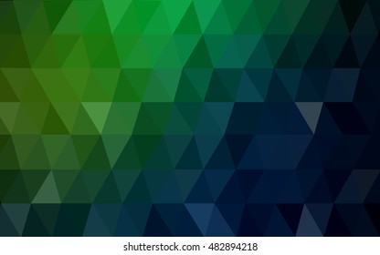 Dark green abstract polygonal template. Shining illustration, which consist of triangles. A new texture for your design.