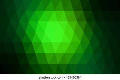 Dark green abstract polygonal template. Geometric illustration in Origami style with gradient.  The best triangular design for your business.