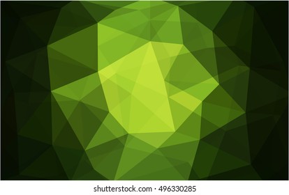 Dark green abstract polygonal template. Shining illustration, which consist of triangles. A completely new template for your business design.