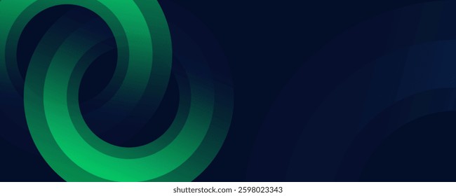 Dark Green Abstract Rings on Blue Background