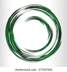 dark green Abstract vector bright painting design element. circle frame Drawing. Hand drawn. round shape background. smudges. white background. bronze, metal. text box. Brochure. card. banner. label