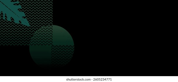 Dark green art background with flowers in golden line style. Hand drawn botanical floral banner for packaging design, wallpaper, print, textile, invitations, interior design.