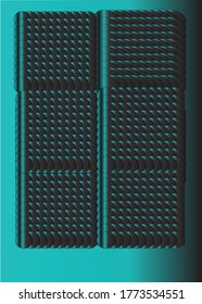 Dark green background. Abstract blocks