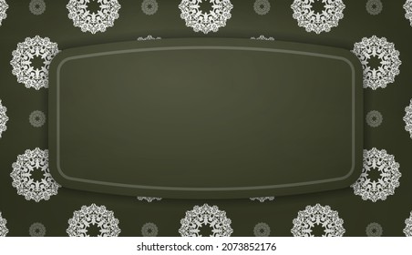Fondo verde oscuro con adornos blancos antiguos y espacio para el texto