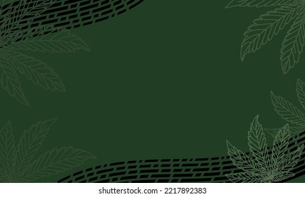 Dark green background Cannabis leaves vector Natural frame