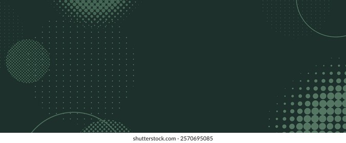 Dark green background with dotted patterns. The background features a green color with a textured, abstract style. Circle pattern background vector. Green background.