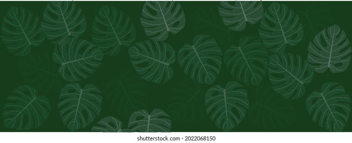 dark green background. Floral pattern. Leaves background