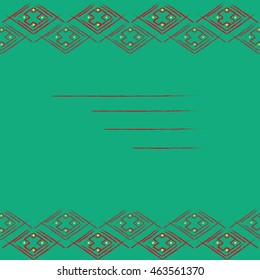 Dark Green Background with Geometric Frame on the Top and on the Bottom
