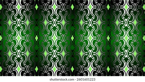 A dark green background with glowing motifs, creating a unique gradient effect with a futuristic touch.