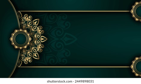 fondo verde oscuro con ornamento de mandala dorado
