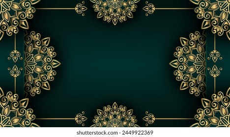 dark green background  with gold mandala ornament