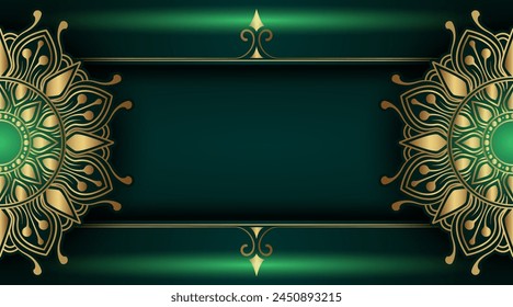 dark green background  with gold mandala ornament