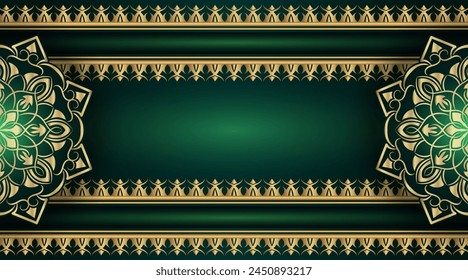 fondo verde oscuro con ornamento de mandala dorado