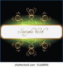 dark green background with a gold pattern.Vector