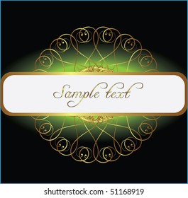 dark green background with a gold pattern.Vector