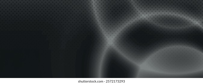 Dark green background with halftone dotted texture, smooth glowing wave patterns. Modern and dynamic green background. Abstract circular gradient background, halftone dotted texture vector
