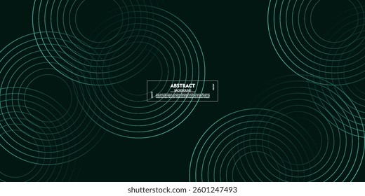 Dark green background. Modern circle line abstract presentation background. Luxury paper cut background. eps10
