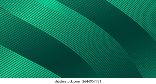 Dark green background. Modern green wave curve abstract presentation background. Abstract decoration, glowing pattern, halftone gradient.
