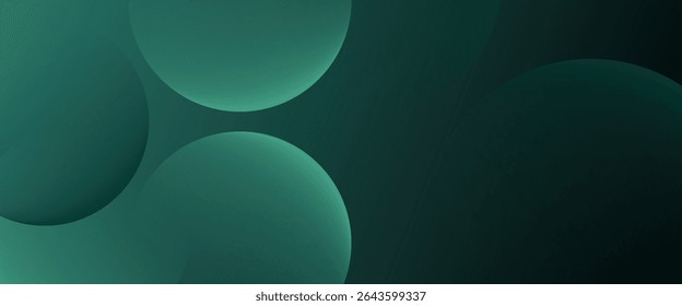 Dark green background with overlapping circular shapes. The background is smooth and gradient, featuring green and black tones. Minimal abstract circles vector gradient background