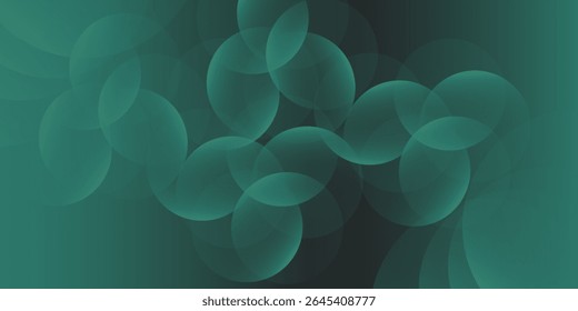 Dark green background with overlapping circular shapes. Gradient  featuring green and black tones. modern simple art nice illustrations vector