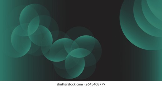 Dark green background with overlapping circular shapes. Gradient  featuring green and black tones. modern simple art nice illustrations 