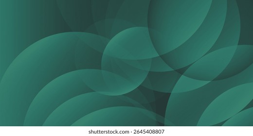 Dark green background with overlapping circular shapes. The background is smooth and gradient  featuring green and black tones. modern simple art