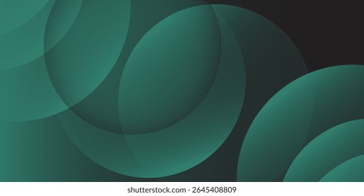 Dark green background with overlapping circular shapes. The background is smooth and gradient  featuring green and black tones. modern simple