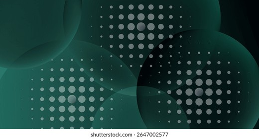 Dark green background with overlapping circular shapes.