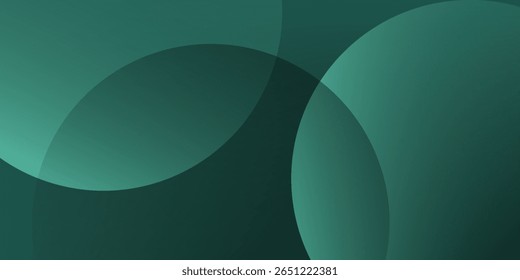 Dark green background with overlapping circular shapes. The background is smooth and gradient, featuring green and black tones. Minimal abstract circles vector gradient background