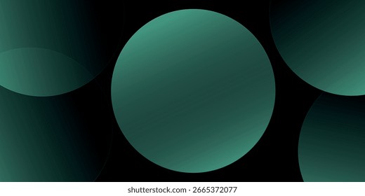 Dark green background with overlapping circular shapes. The background is smooth and gradient, featuring green and black tones. Minimal abstract circles vector gradient background VECTOR EPS10