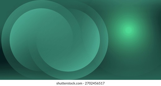 Dark green background with overlapping circular shapes. The background is smooth and gradient, featuring green and black tones. Minimal abstract circles vector gradient background. modern
