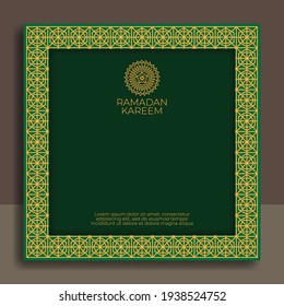 Dark green background ramadan kareem template design. Great vector for invitations, greeting cards, social media etc.