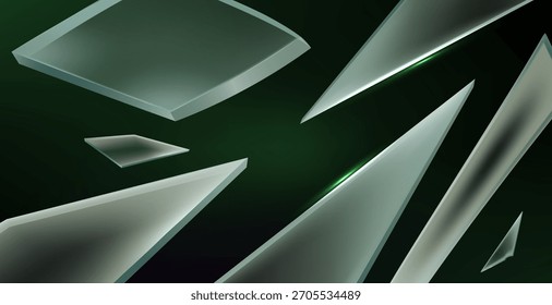 The dark green background resembles a mirror or a separate rotating mirror, with a light green highlight, giving the image depth and energy.
