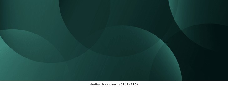 A dark green background with smooth, overlapping circles. The background is green with a gradient texture, creating a modern, abstract style. Minimal abstract circles vector gradient background
