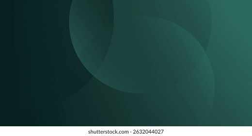 Um plano de fundo verde-escuro com círculos suaves e sobrepostos. O plano de fundo é verde com uma textura gradiente, criando um estilo moderno e abstrato. Vetor de círculos abstratos mínimos