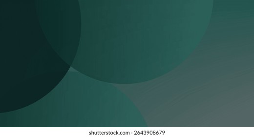 A dark green background with smooth, overlapping circles. The background is green with a gradient texture, creating a modern, abstract style. Minimal abstract circles vector gradient background