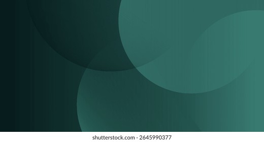 A dark green background with smooth, overlapping circles. The background is green with a gradient texture, creating a modern, abstract style. Minimal abstract circles vector gradient background