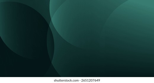 A dark green background with smooth, overlapping circles. The background is green with a gradient texture, creating a modern, abstract style. Minimal abstract circles vector gradient background