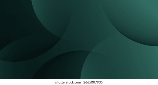 Ein dunkelgrüner Hintergrund mit glatten, überlappenden Kreisen. Der Hintergrund ist grün mit einer Farbverlauf-Textur, wodurch ein moderner, abstrakter Stil. Minimale abstrakte Kreise, Vektorgradientenhintergrund