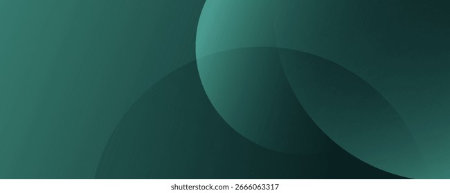Ein dunkelgrüner Hintergrund mit glatten, überlappenden Kreisen. Der Hintergrund ist grün mit einer Farbverlauf-Textur, wodurch ein moderner, abstrakter Stil. Minimale abstrakte Kreise, Vektorgradientenhintergrund