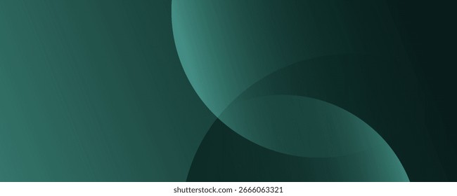 Um plano de fundo verde-escuro com círculos suaves e sobrepostos. O plano de fundo é verde com uma textura gradiente, criando um estilo moderno e abstrato. Plano de fundo de gradiente de vetor de círculos abstratos mínimos