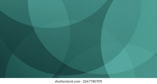 Un fondo verde oscuro con círculos lisos y superpuestos. Fondo verde con una elipse de gradiente simple. Ilustración vectorial.
