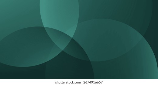 A dark green background with smooth, overlapping circles. The background is green with a gradient texture, creating a modern,