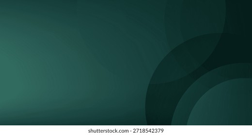 A dark green background with smooth, overlapping circles. The background is green with a gradient texture, creating a modern, abstract style. Minimal abstract circles vector gradient background