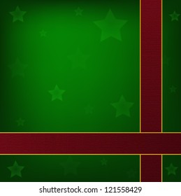 Dark green background with stars and ribbon