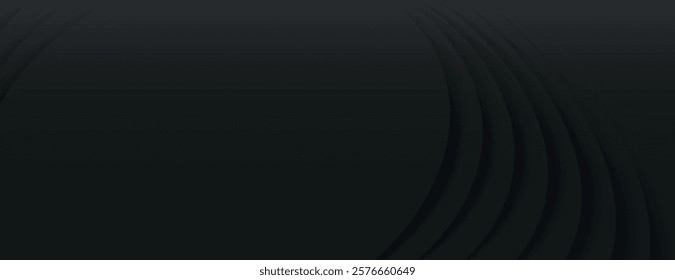 Dark green background with subtle curved lines, creating a smooth, modern background. The green color enhances the sleek background. Abstract minimal curved layered texture background vector