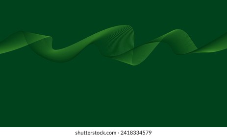 Dark Green background Green wave lines Flowing waves Abstract digital equalizer sound wave Flow Line Vector illustration for tech futuristic innovation concept Dark background Graphic design Curve