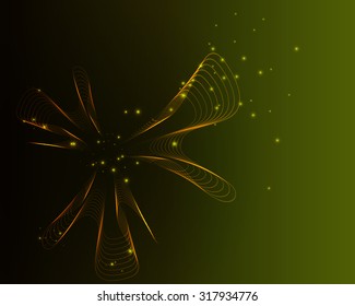 dark green background with wavy lines and lights vector illustration